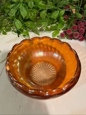 Carnival Glass Rose Bowl Marigold - Antique - Iridescence - NO CHIPS OR CRACKS
